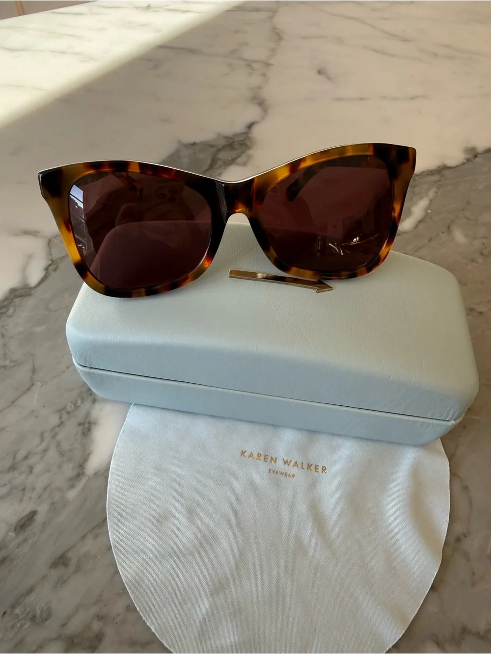 Karen Walker Tortoiseshell Sunglasses with Brown Lenses - perfect day style